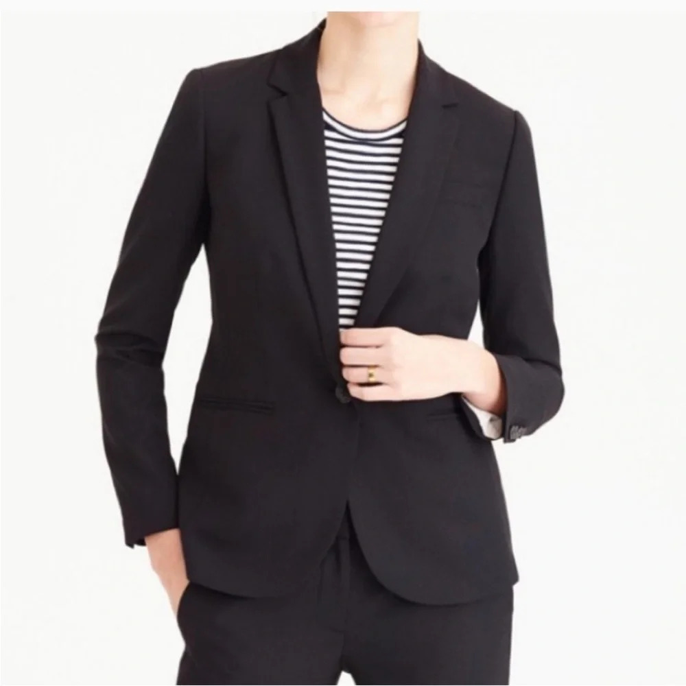 J. CREW Campbell Italian Wool Black Bi Stretch 1035 Business Professional Blazer